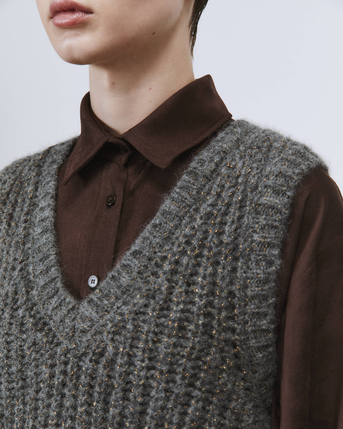 MICRO GILET SHINY MISTO ALPACA
