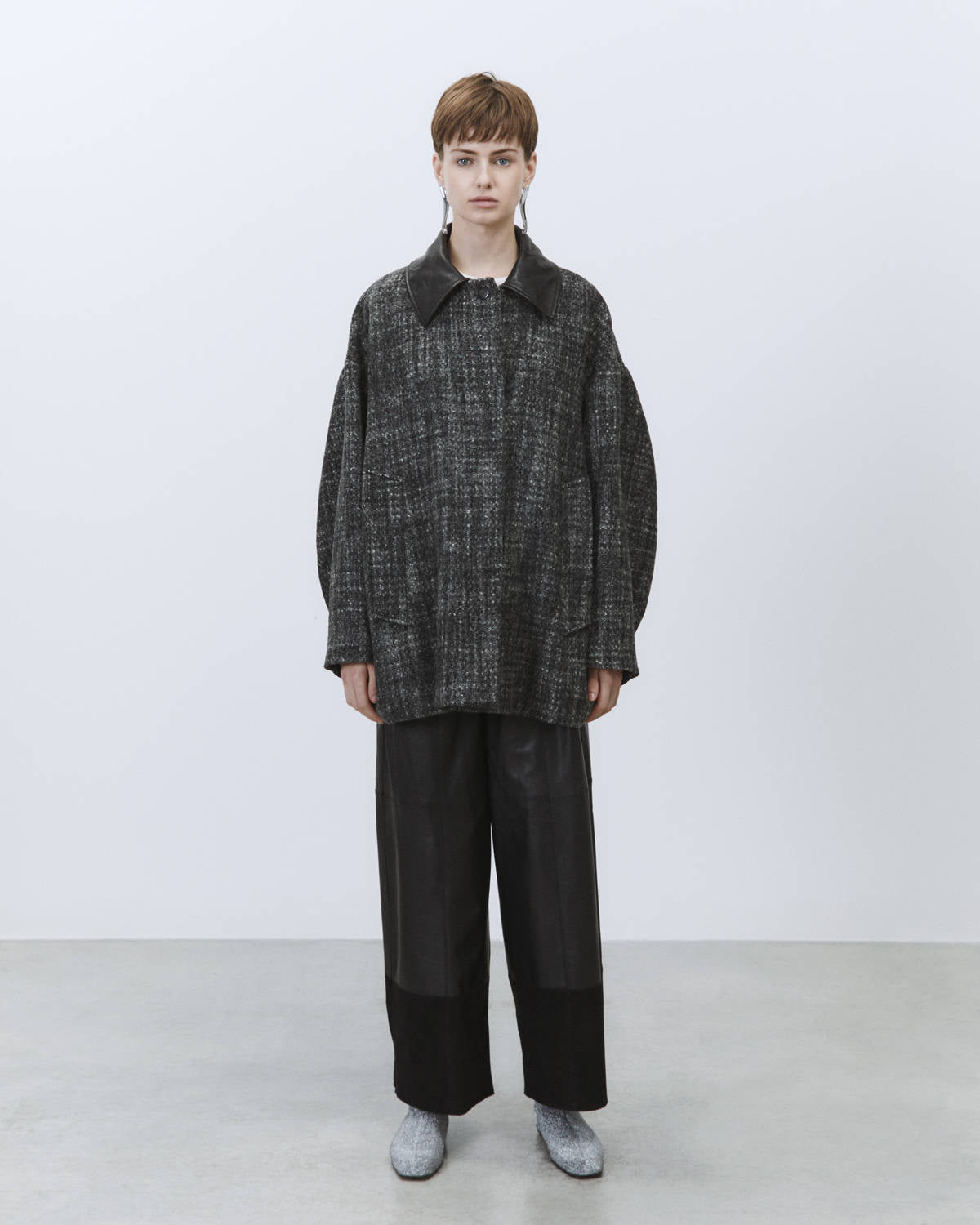 CAPPOTTO TWEED CON PELLE