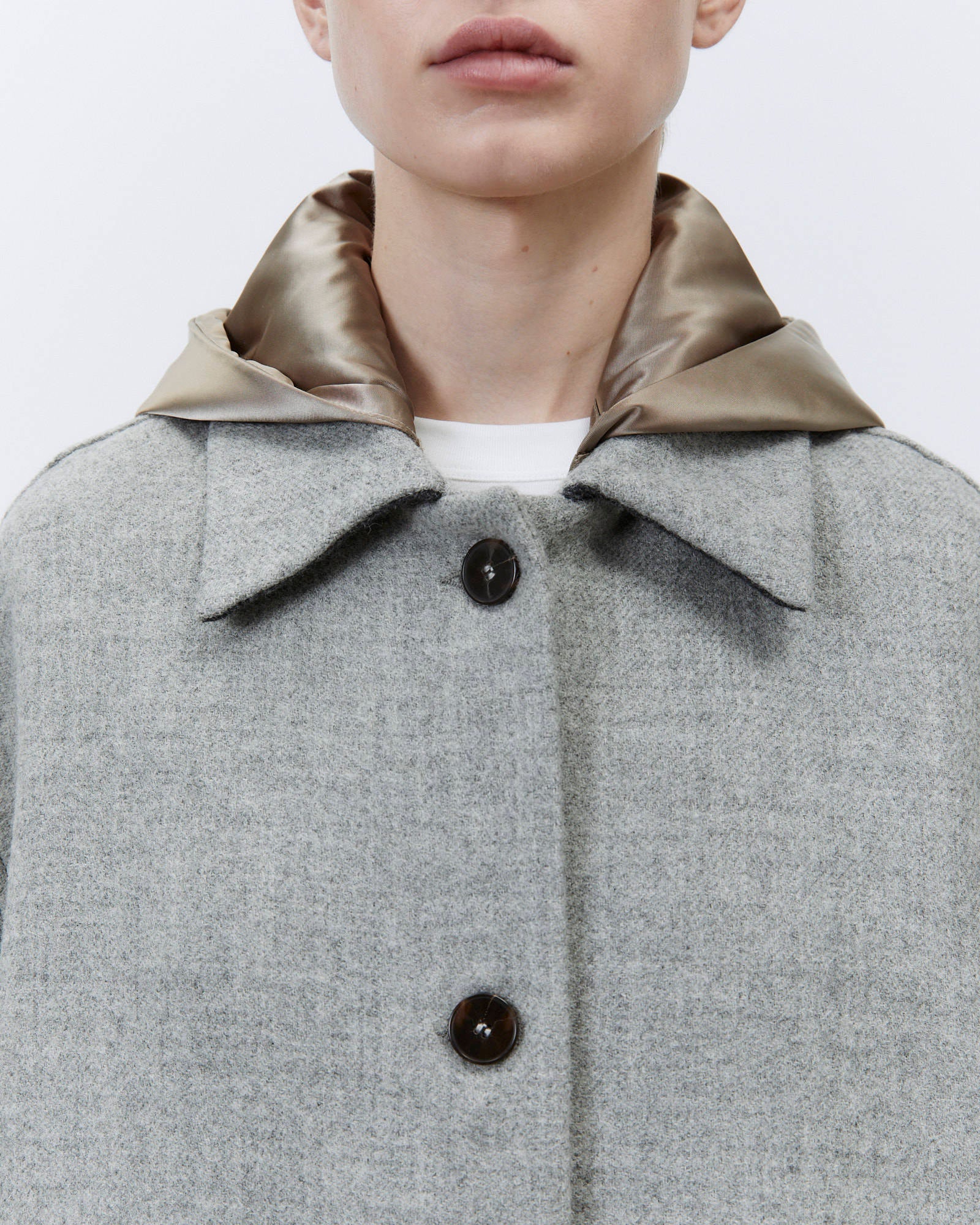 LONG HOODED WOOL COAT