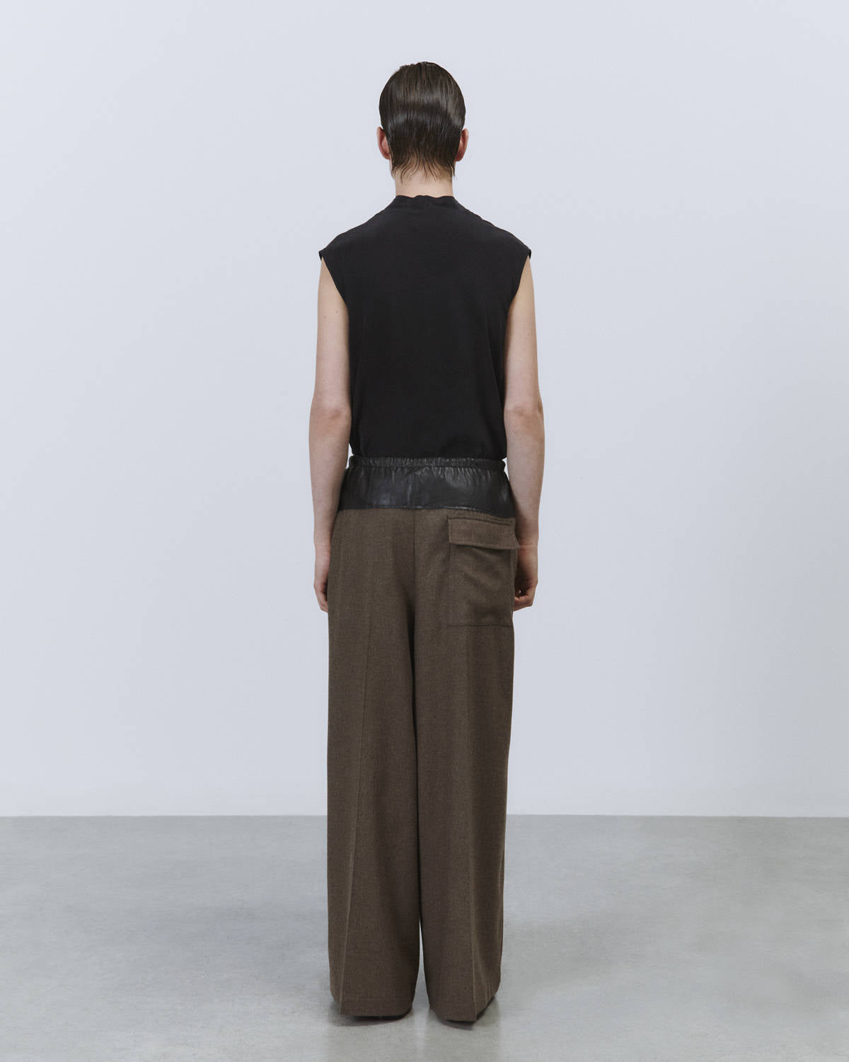 PANTALONE FLANELLA CON BASCHINA IN PELLE