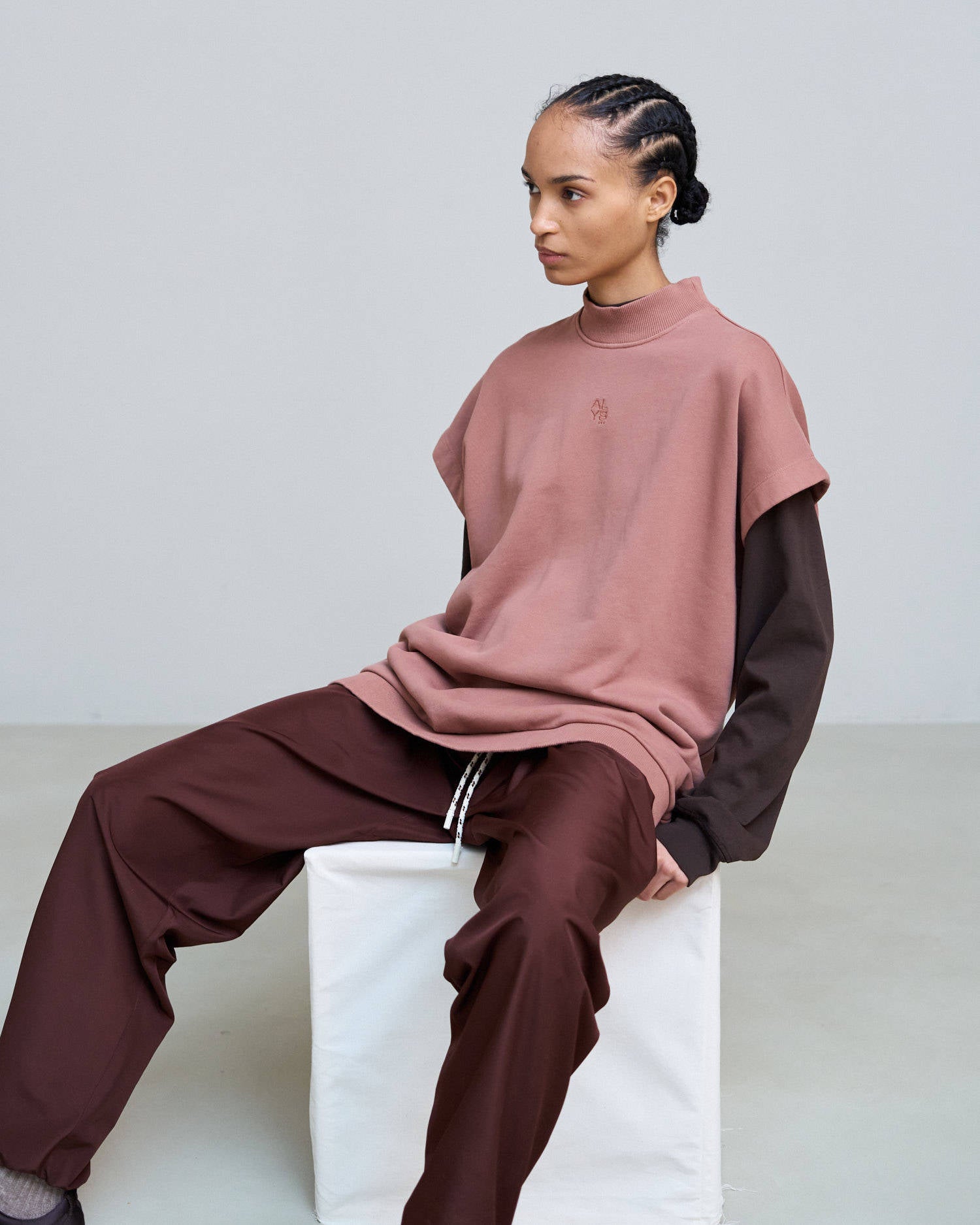 GILET IN FELPA OVERSIZE CON RICAMO Blush
