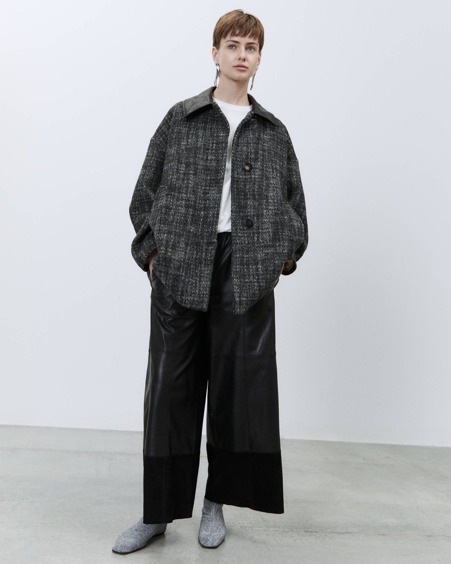 CAPPOTTO TWEED CON PELLE