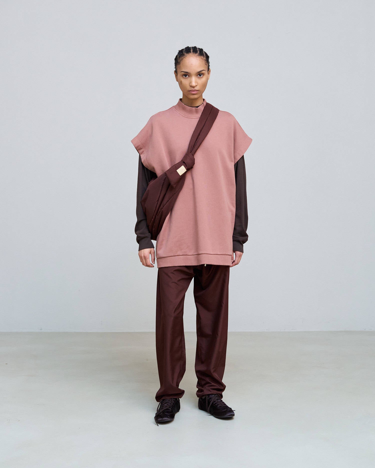 GILET IN FELPA OVERSIZE CON RICAMO Blush