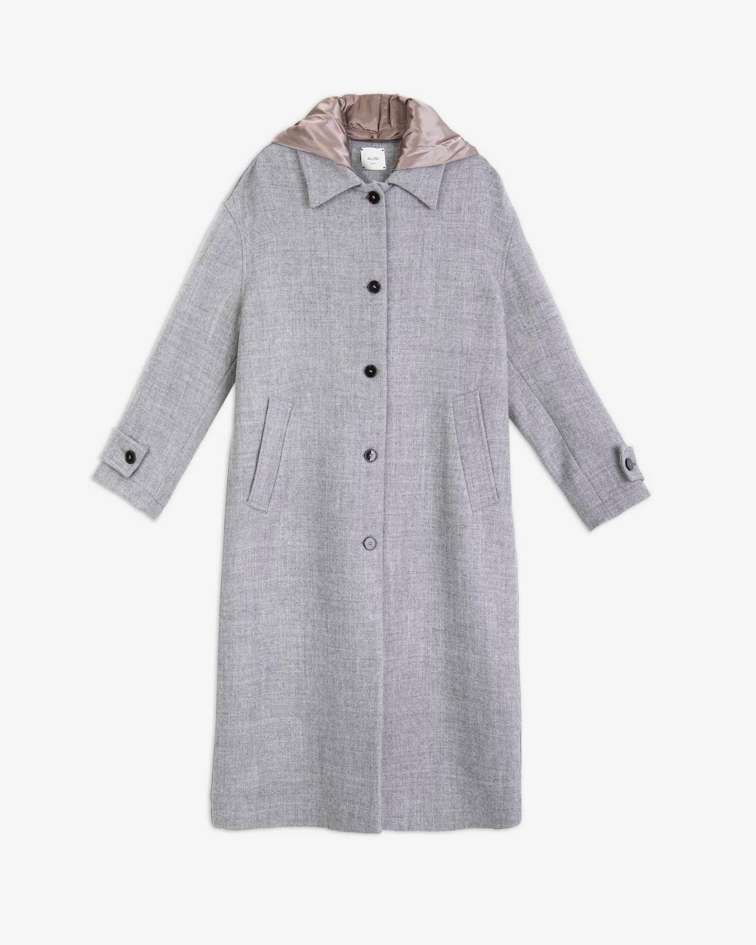 LONG HOODED WOOL COAT
