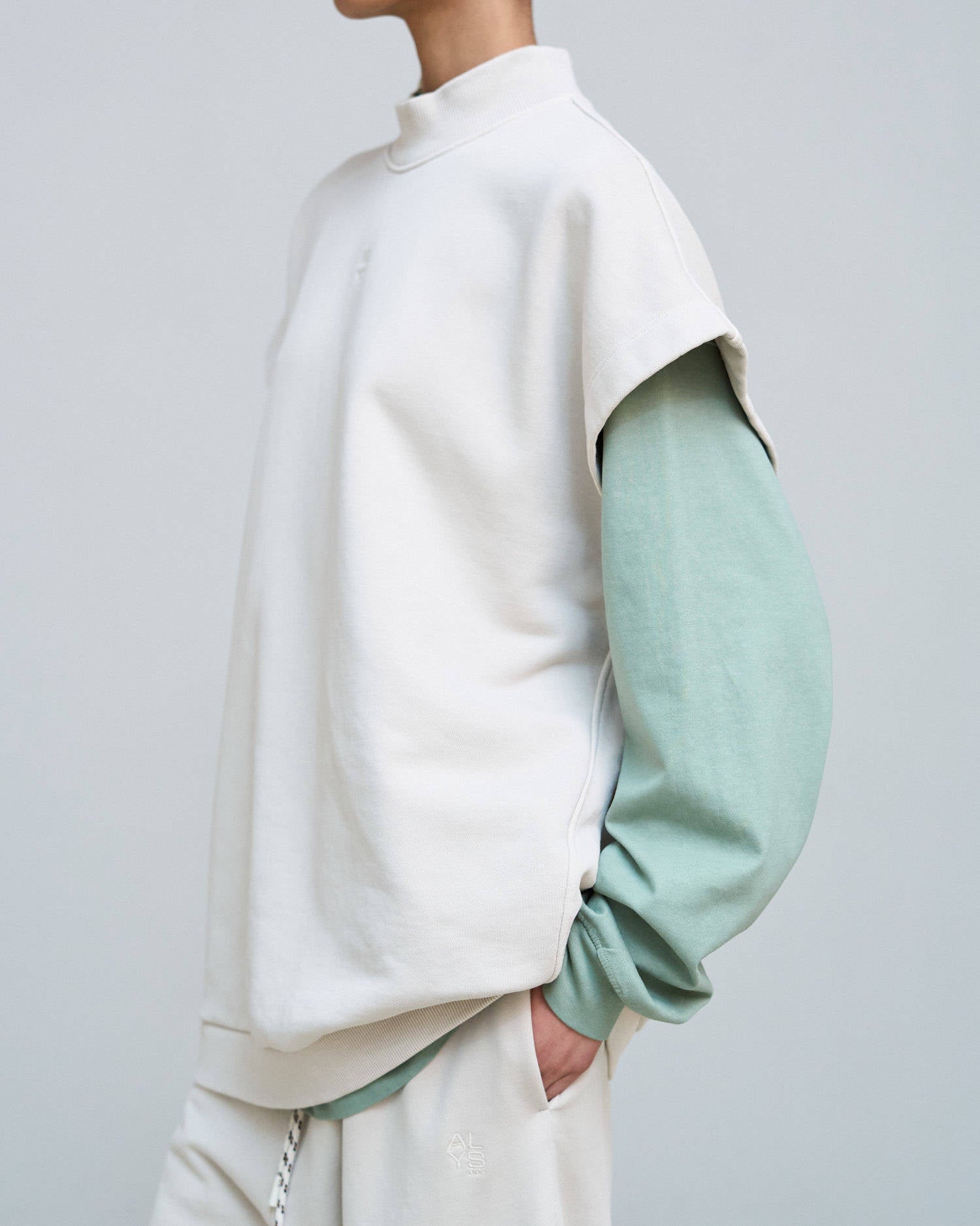 GILET IN FELPA OVERSIZE CON RICAMO Sand