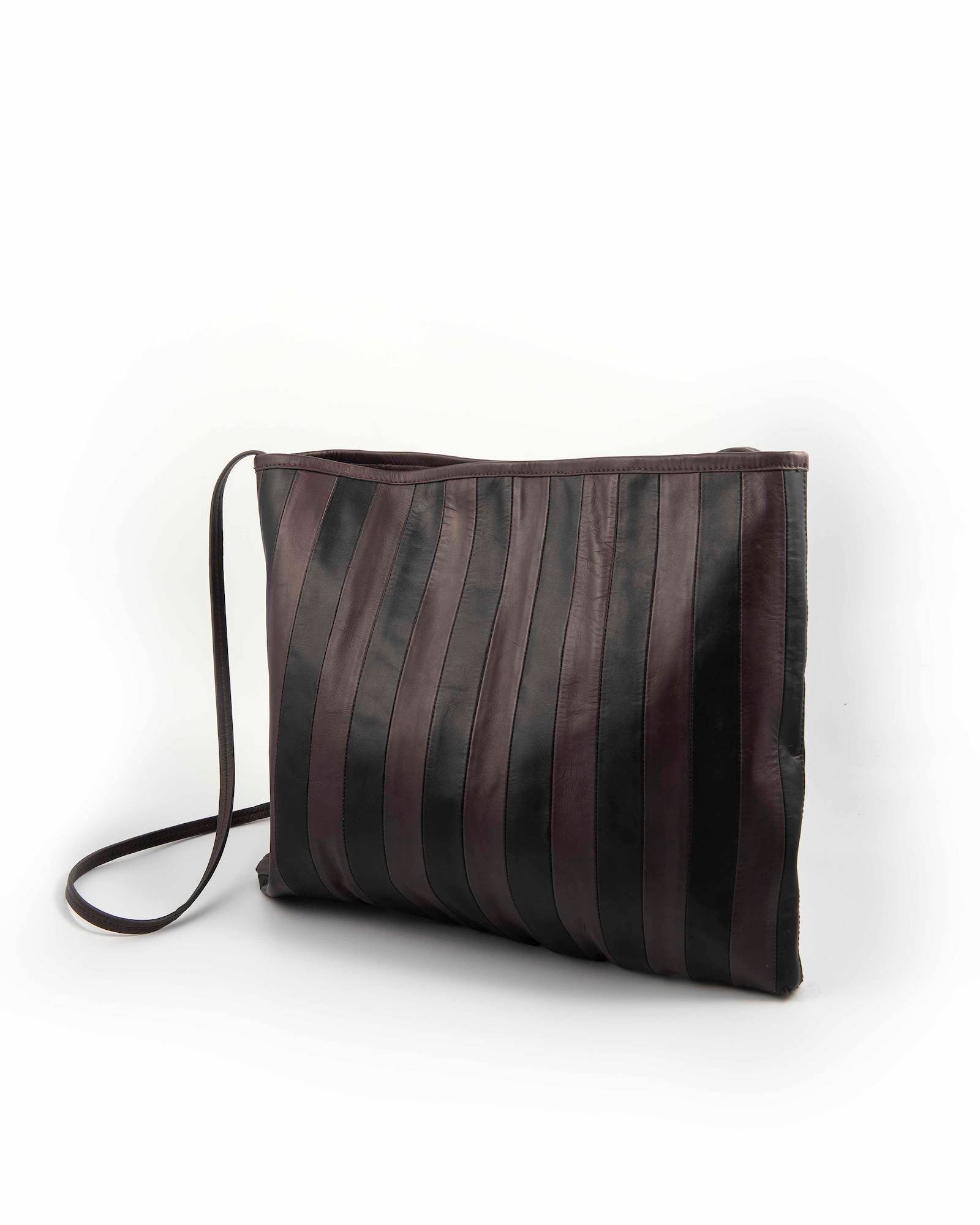 MAXI STRIPED LEATHER CLUTCH