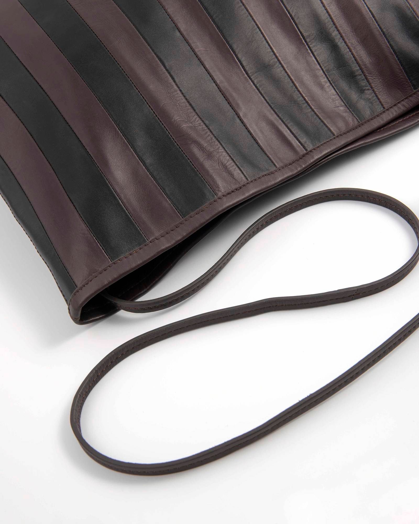 MAXI STRIPED LEATHER CLUTCH