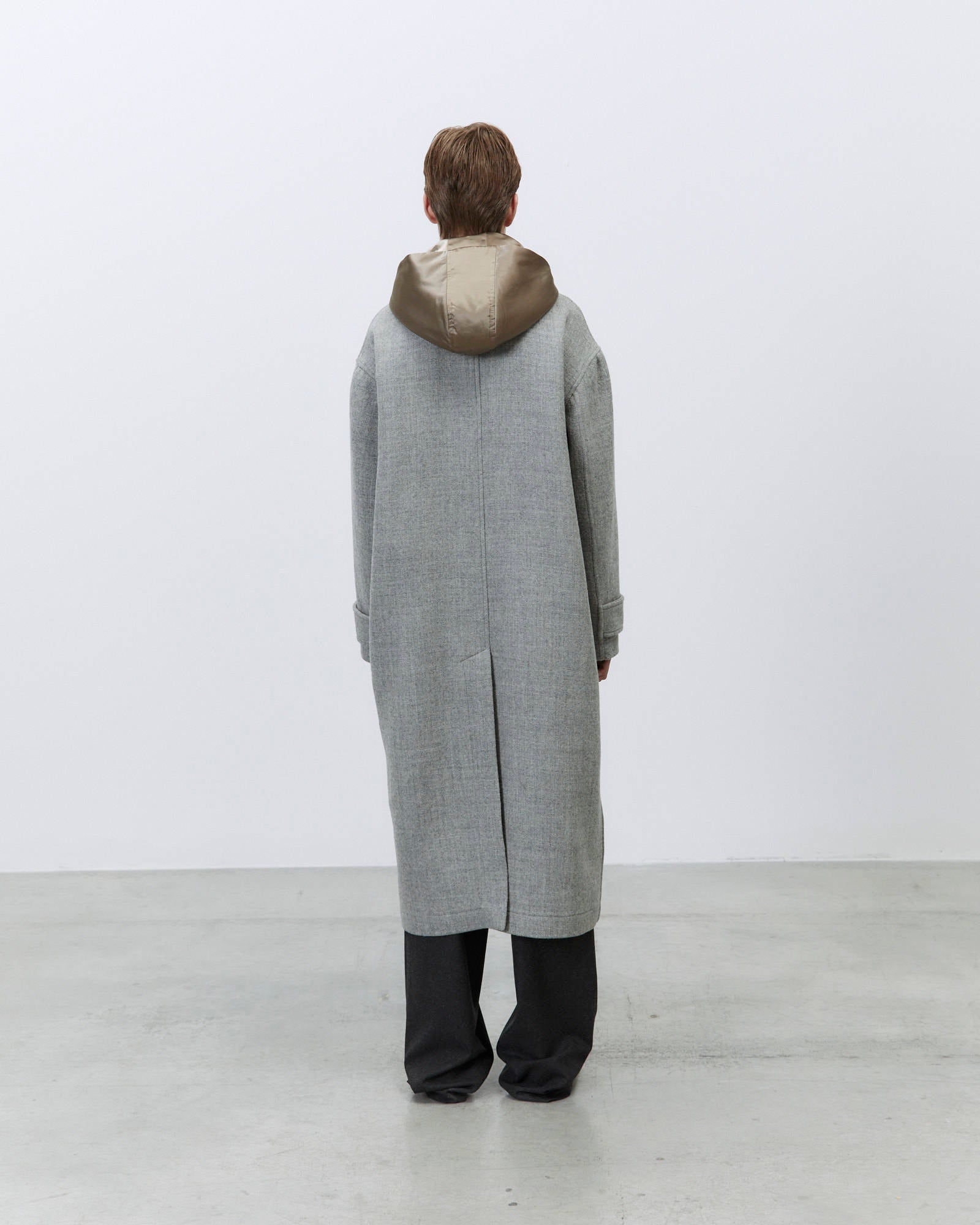 LONG HOODED WOOL COAT