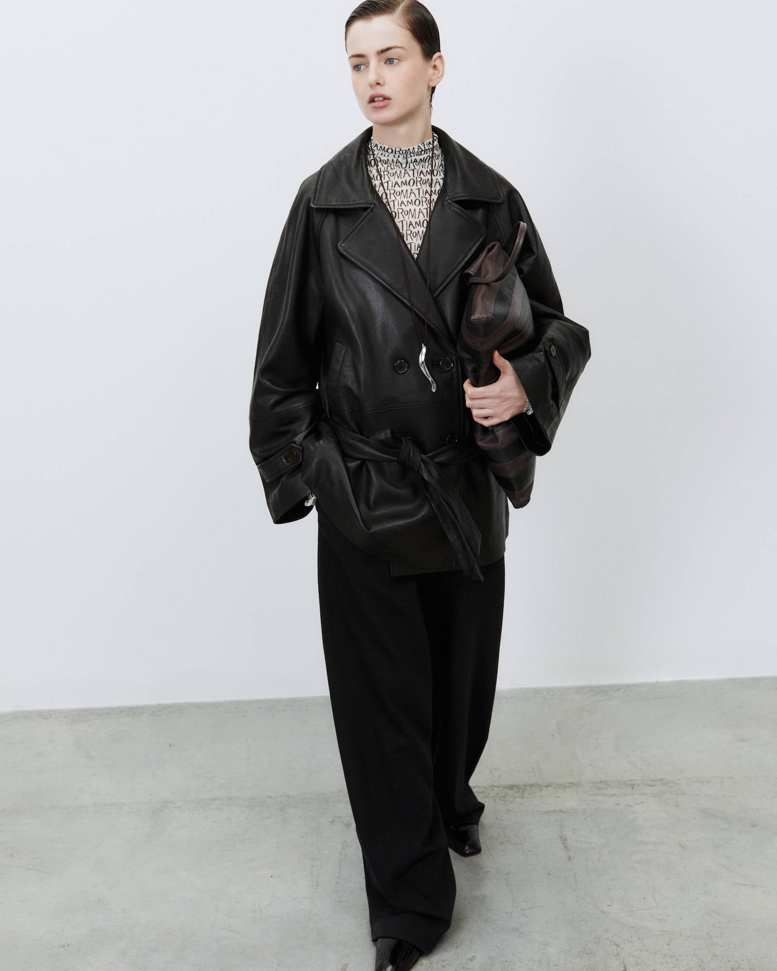 TRENCH CORTO IN PELLE