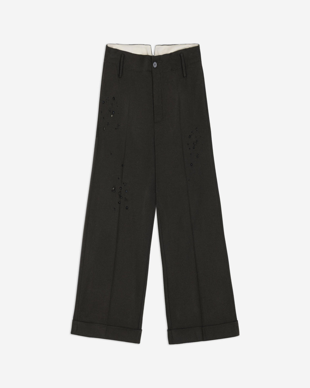 PANTALONE IN FLANELLA RICAMATO