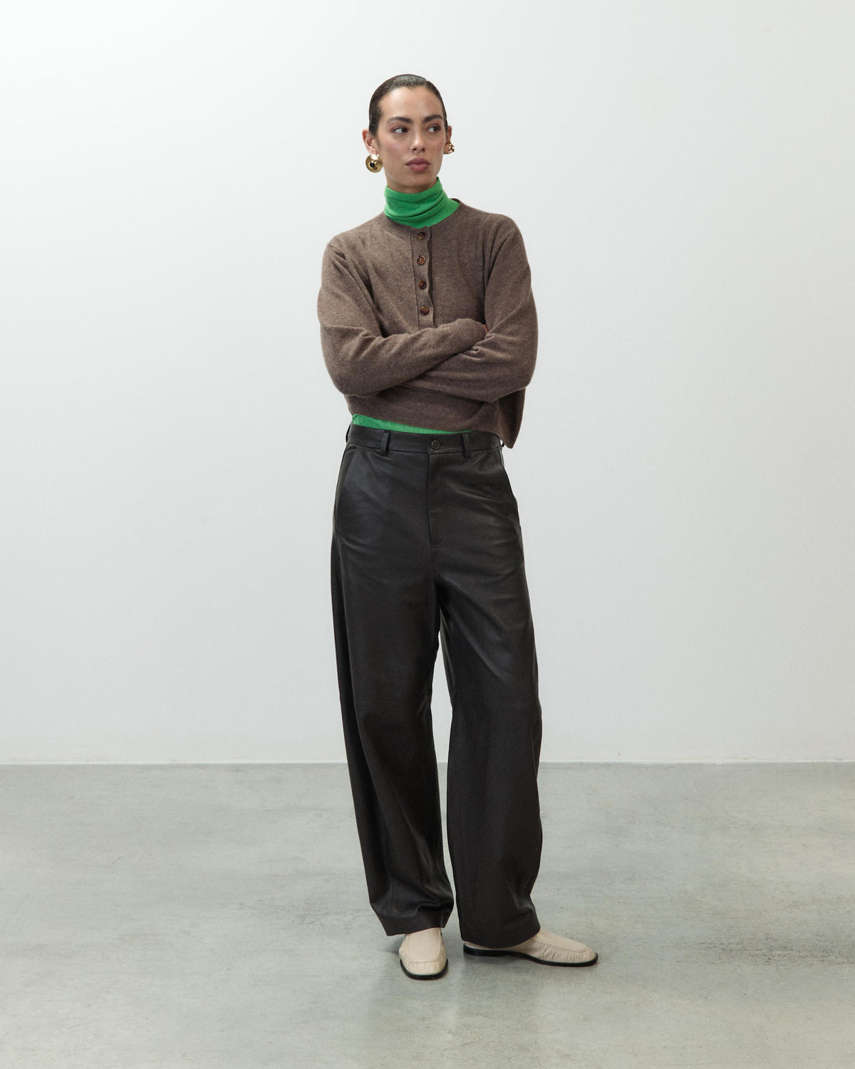 PANTALONE BARREL IN PELLE