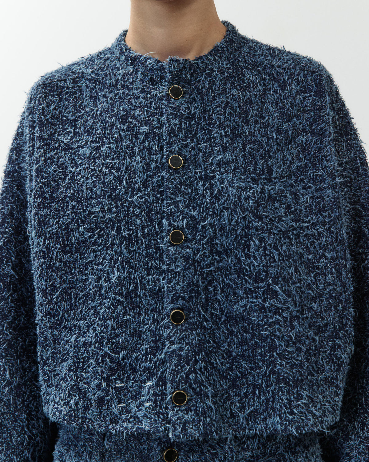 GIACCA CROPPED IN DENIM RICAMATO