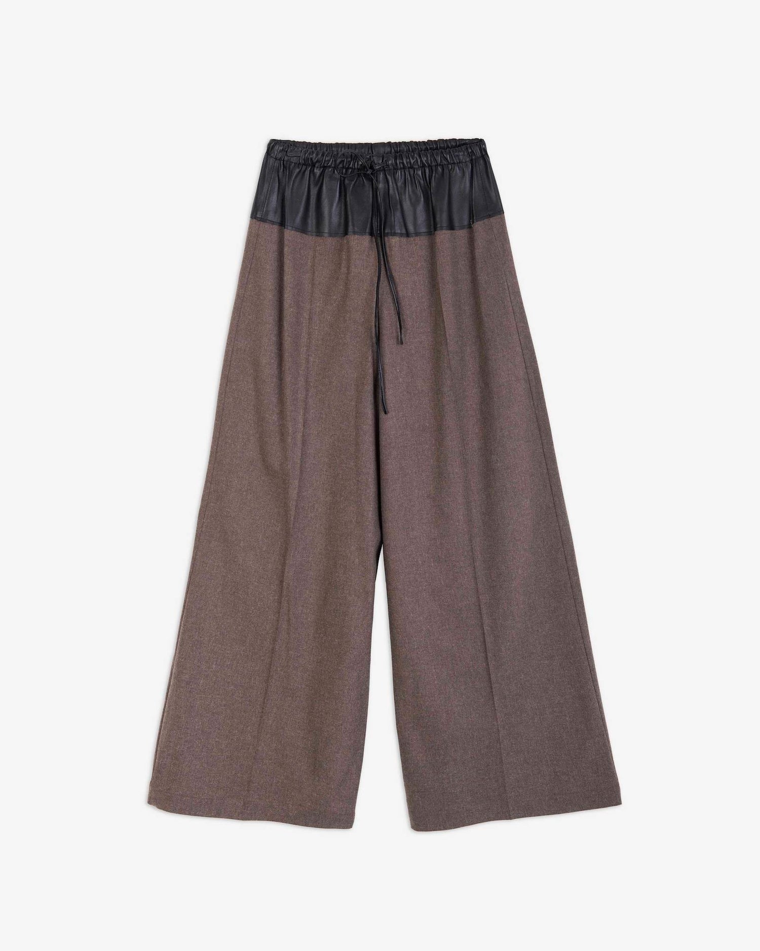 PANTALONE FLANELLA CON BASCHINA IN PELLE