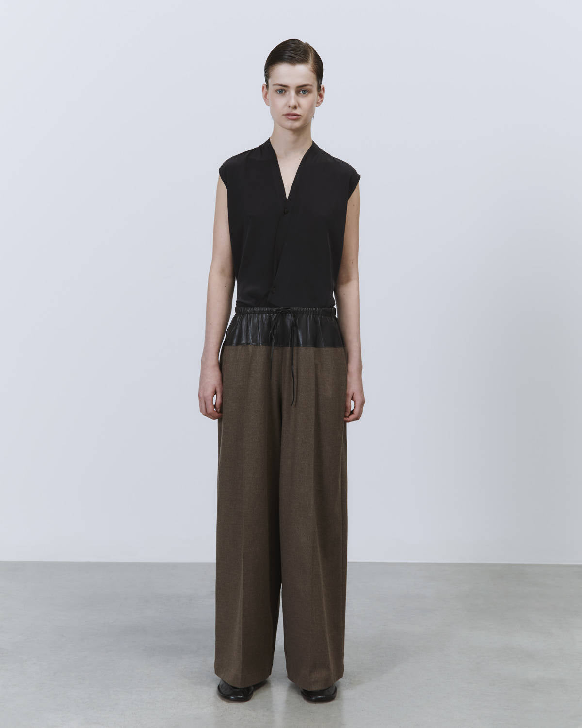 PANTALONE FLANELLA CON BASCHINA IN PELLE