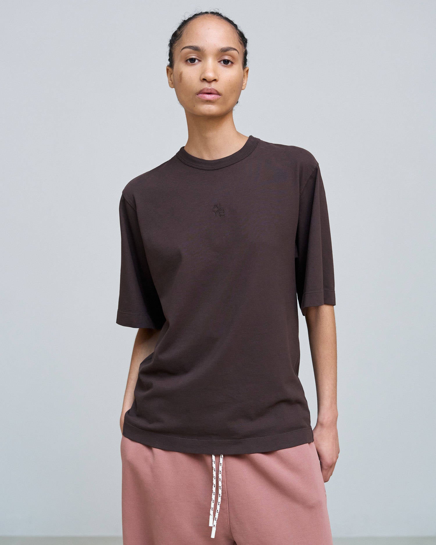 T-SHIRT OVERSIZE CON RICAMO Choco