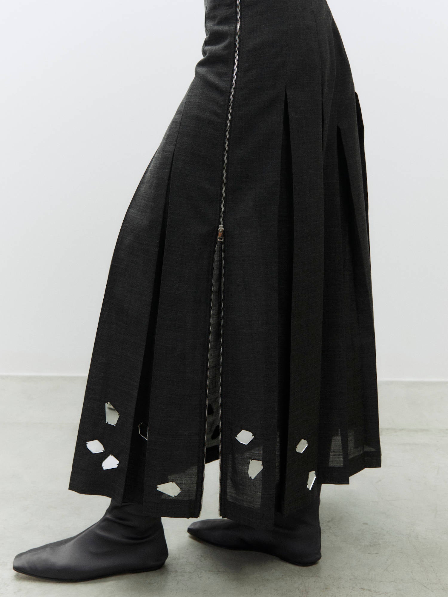 GONNA VOILE PLISSÉ RICAMO