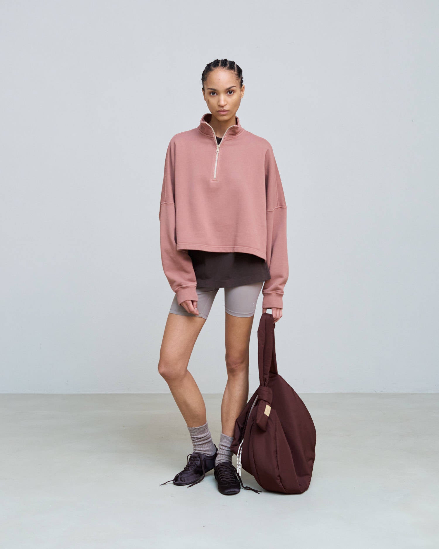 CROPPED SWEATSHIRT WITH EMBROIDERY Blush