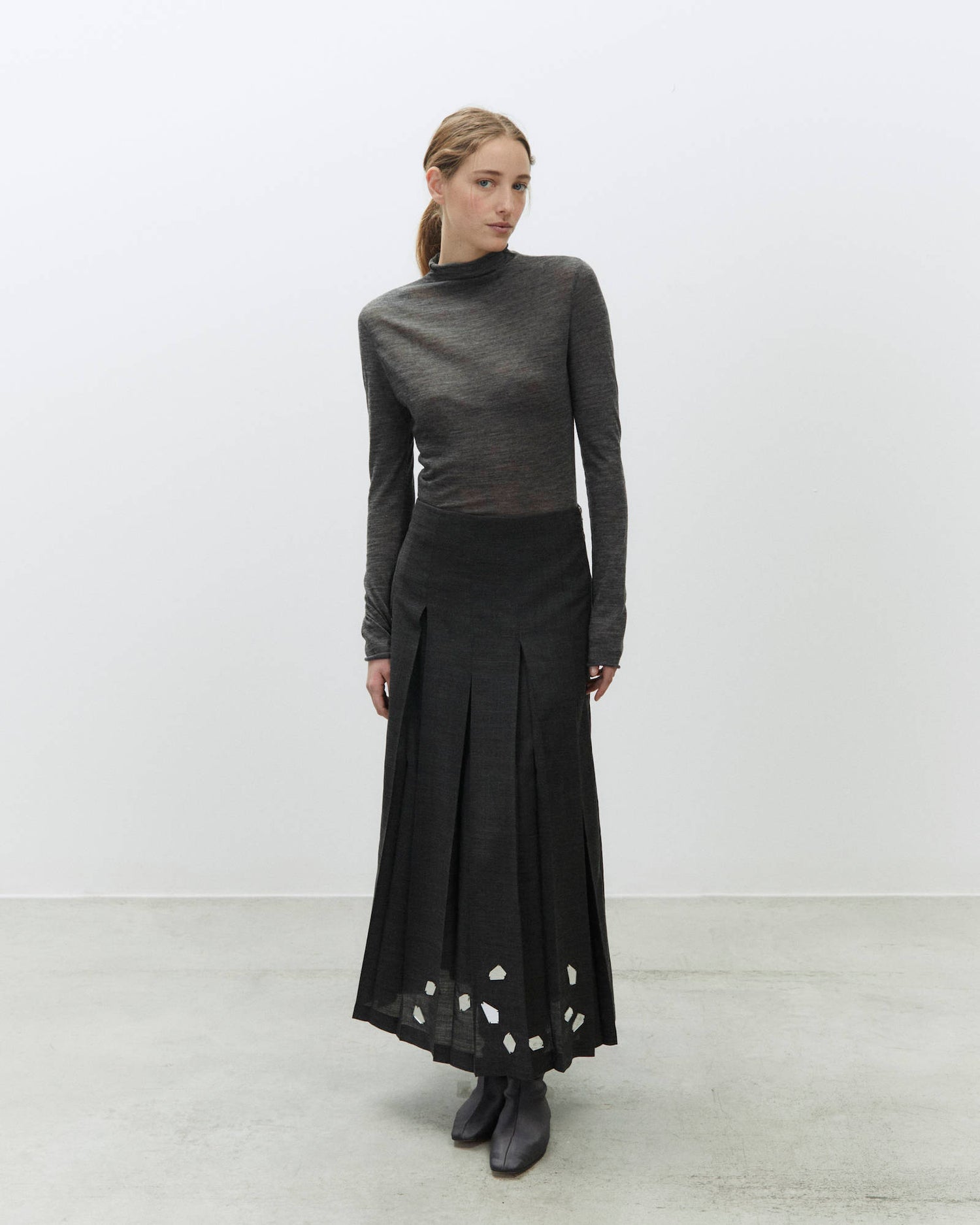 GONNA VOILE PLISSÉ RICAMO