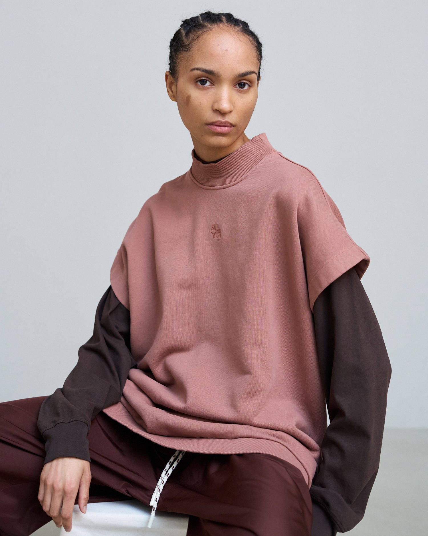 GILET IN FELPA OVERSIZE CON RICAMO Blush