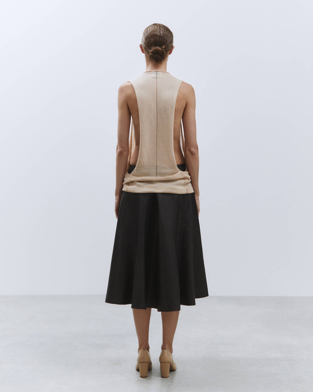 CANOTTA DRAPING IN MAGLIA COTONE CREPE