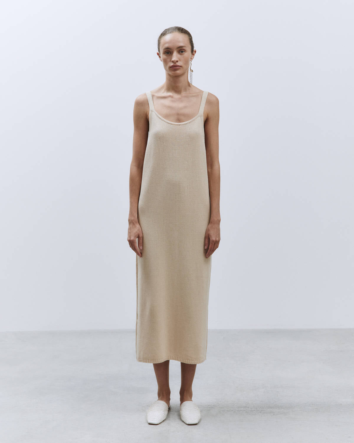 Cream KNITTED TANK DRESS