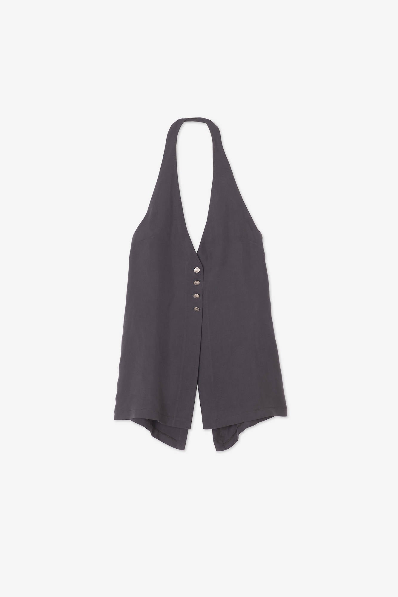 TOP SILK TWILL VEST Charcoal