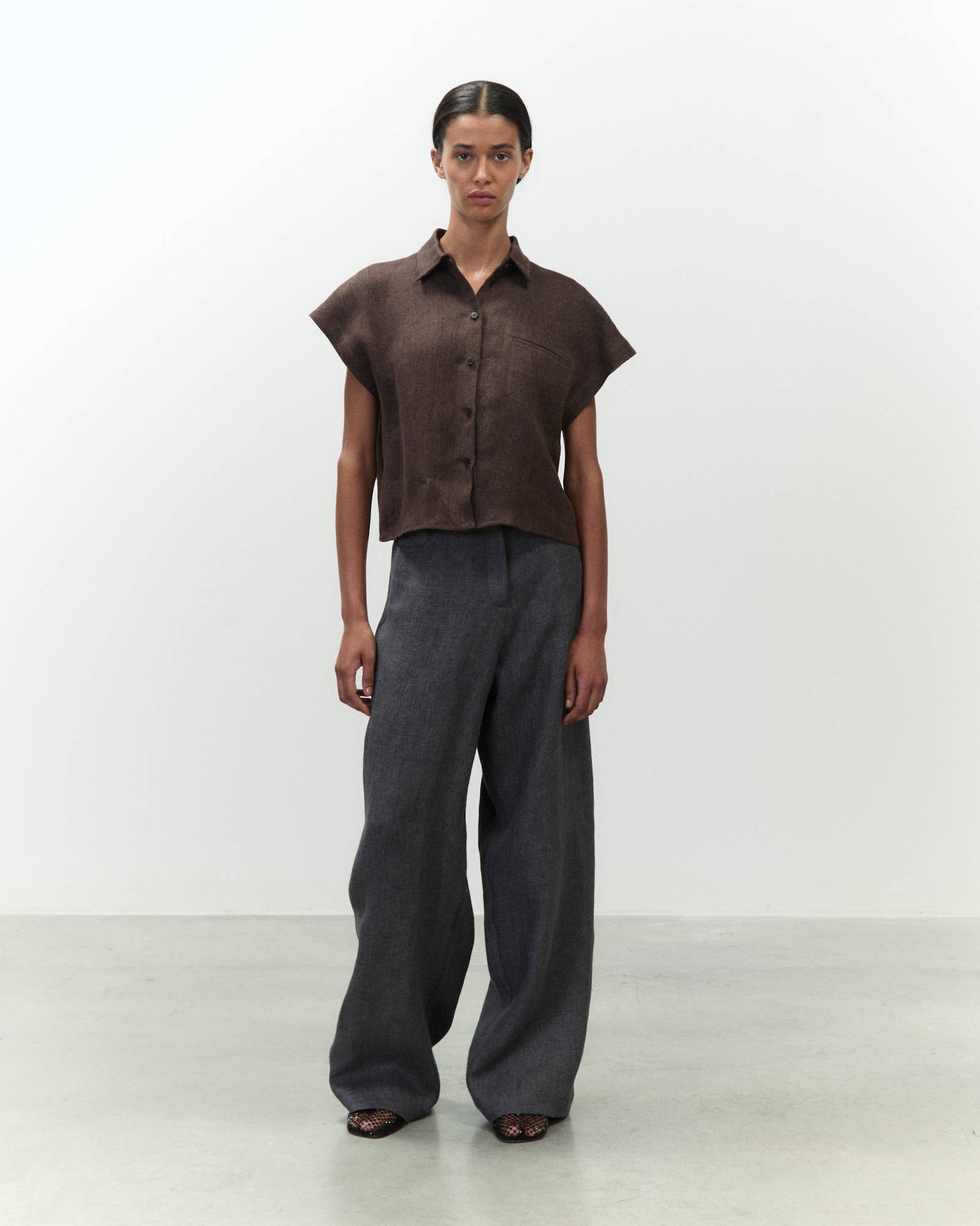 CAMICIA IN LINO CROPPED