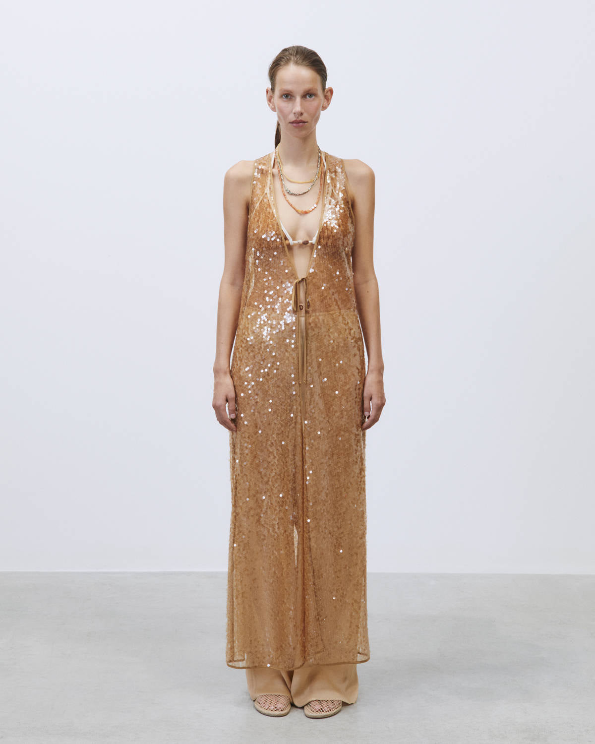 GOLD SEQUINS DUSTER COAT