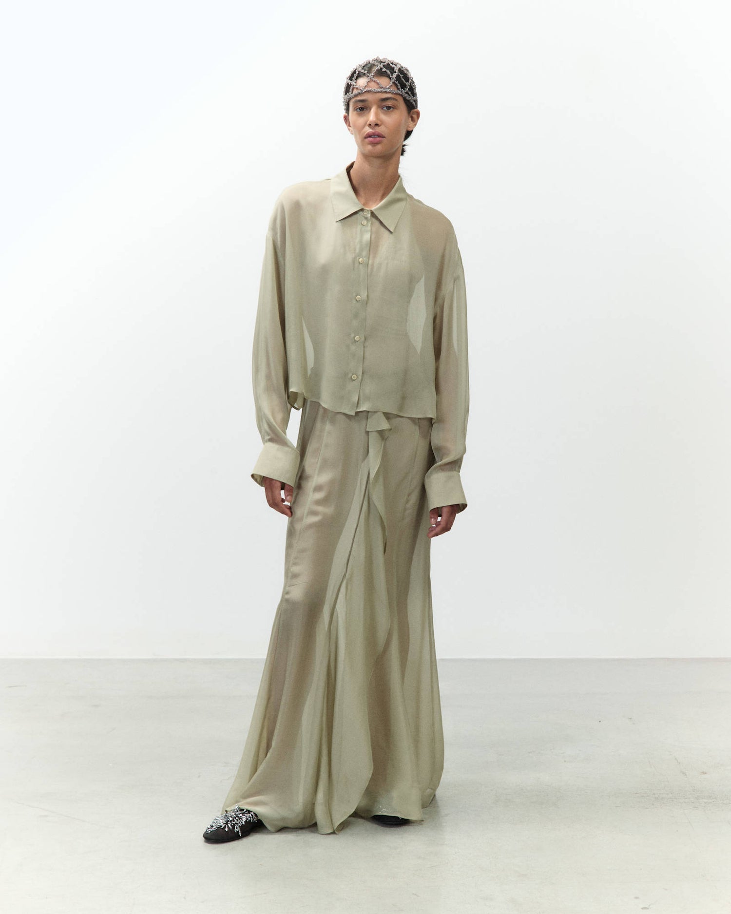 CAMICIA IN CHIFFON CROPPED