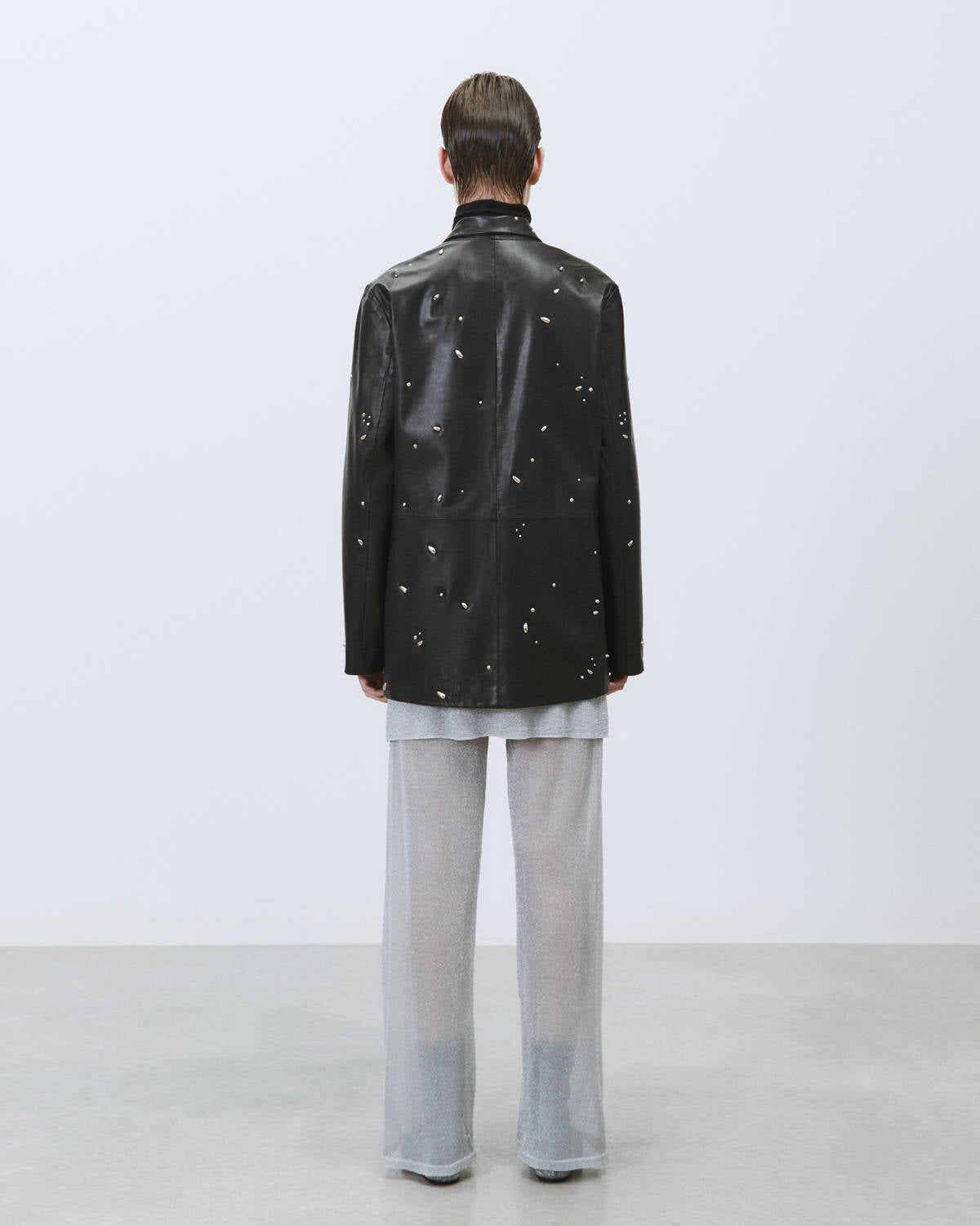 BLAZER IN PELLE CON APPLICAZIONI