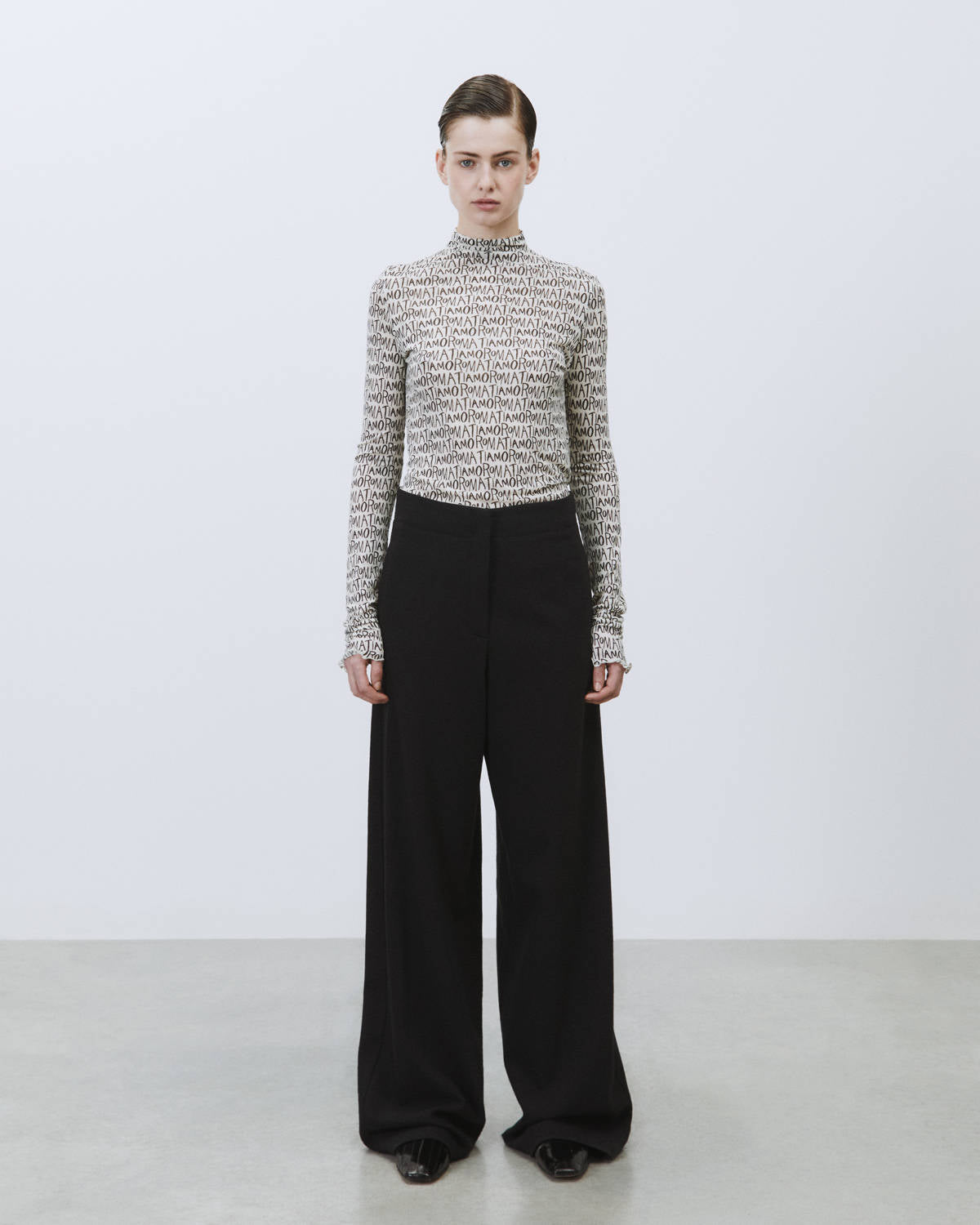 PANTALONE WIDE LEG IN LANA