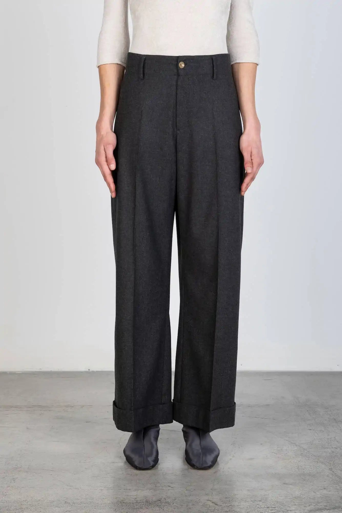 PANTALONE FLANELLA CON RISVOLTO