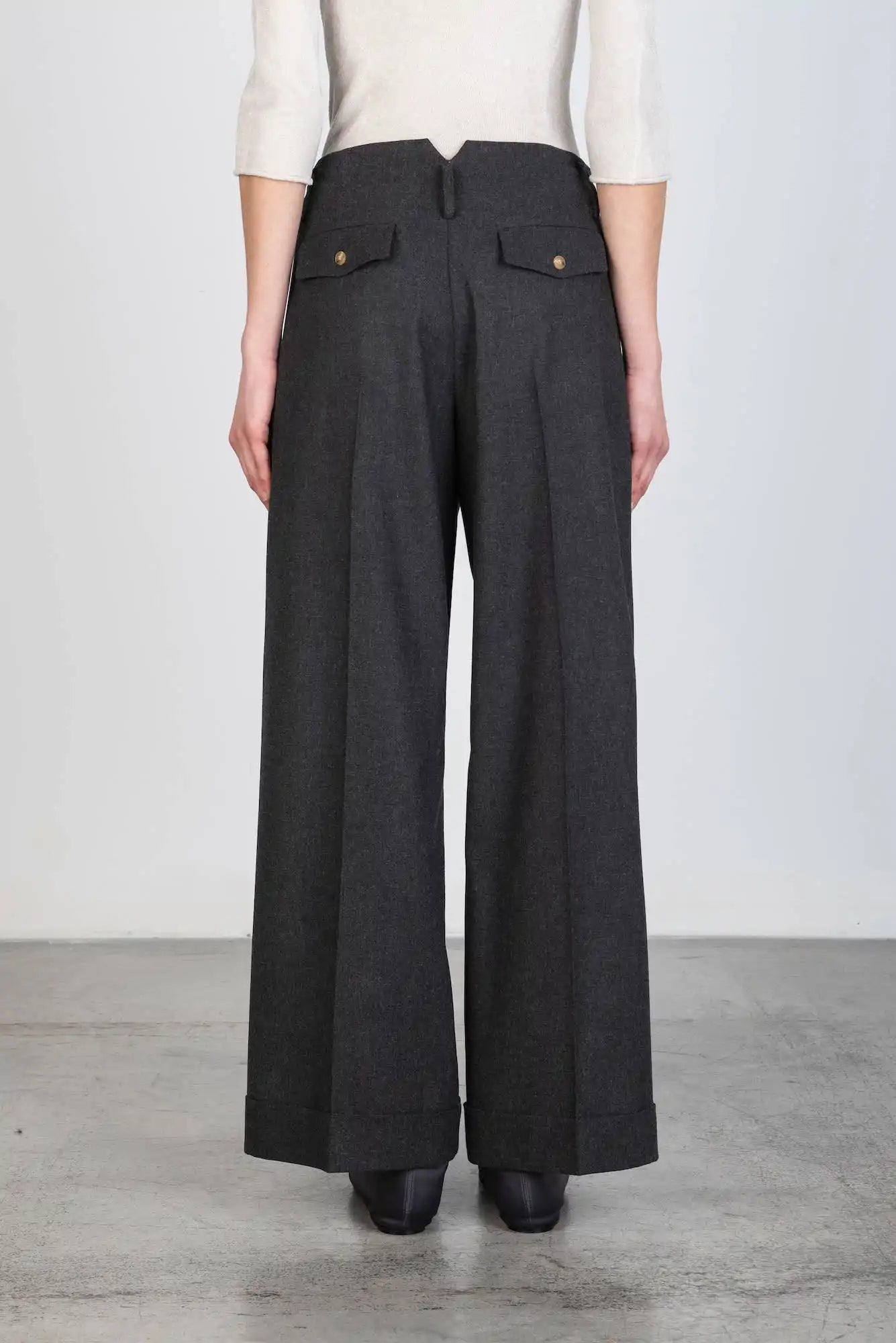 PANTALONE FLANELLA CON RISVOLTO