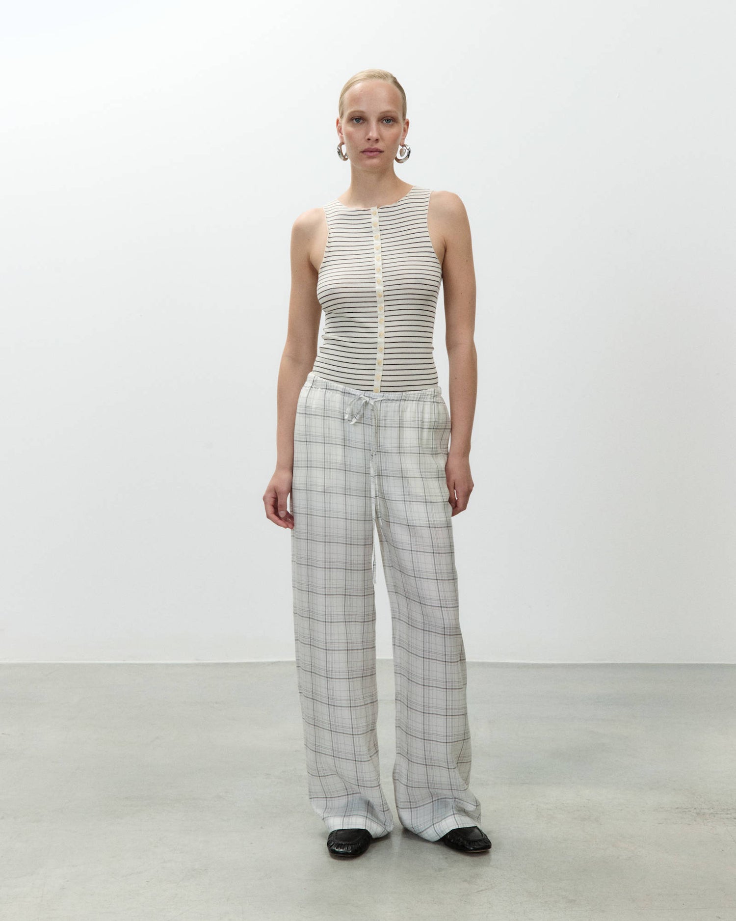 PANTALONE FLUID CHECK  IN CUPRO