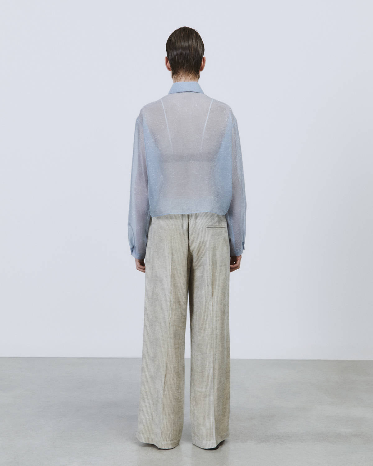 CAMICIA BOXY IN ORGANZA EFFETTO FRANGIA