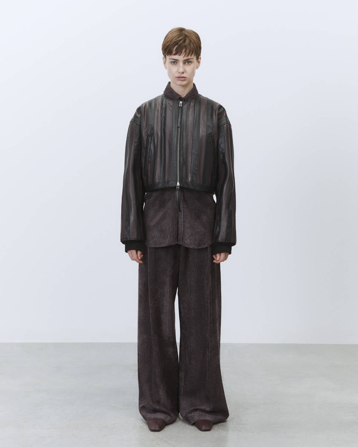GIACCA CORTA IN PELLE STRIPE
