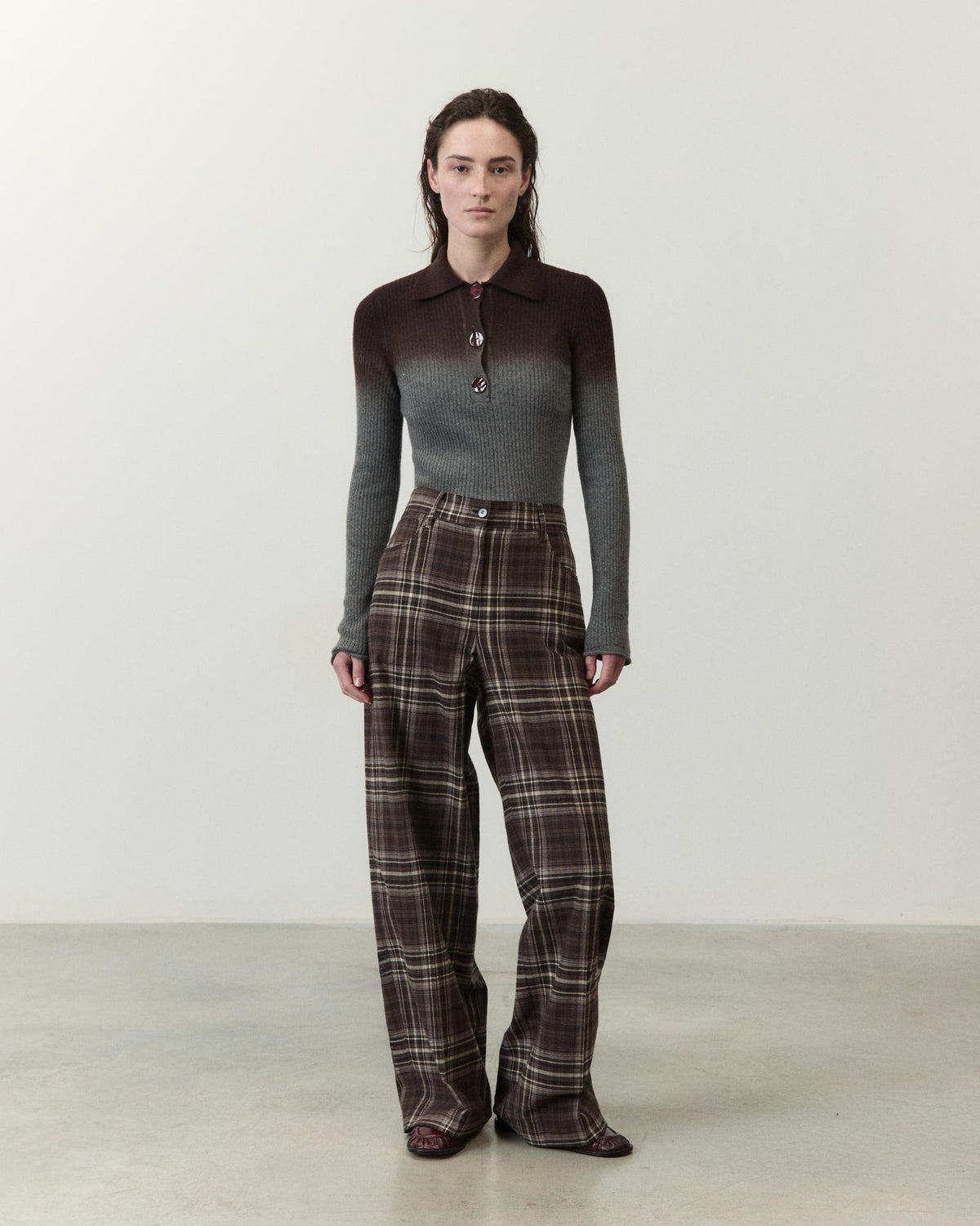 PANTALONE WIDE LEG  A QUADRI