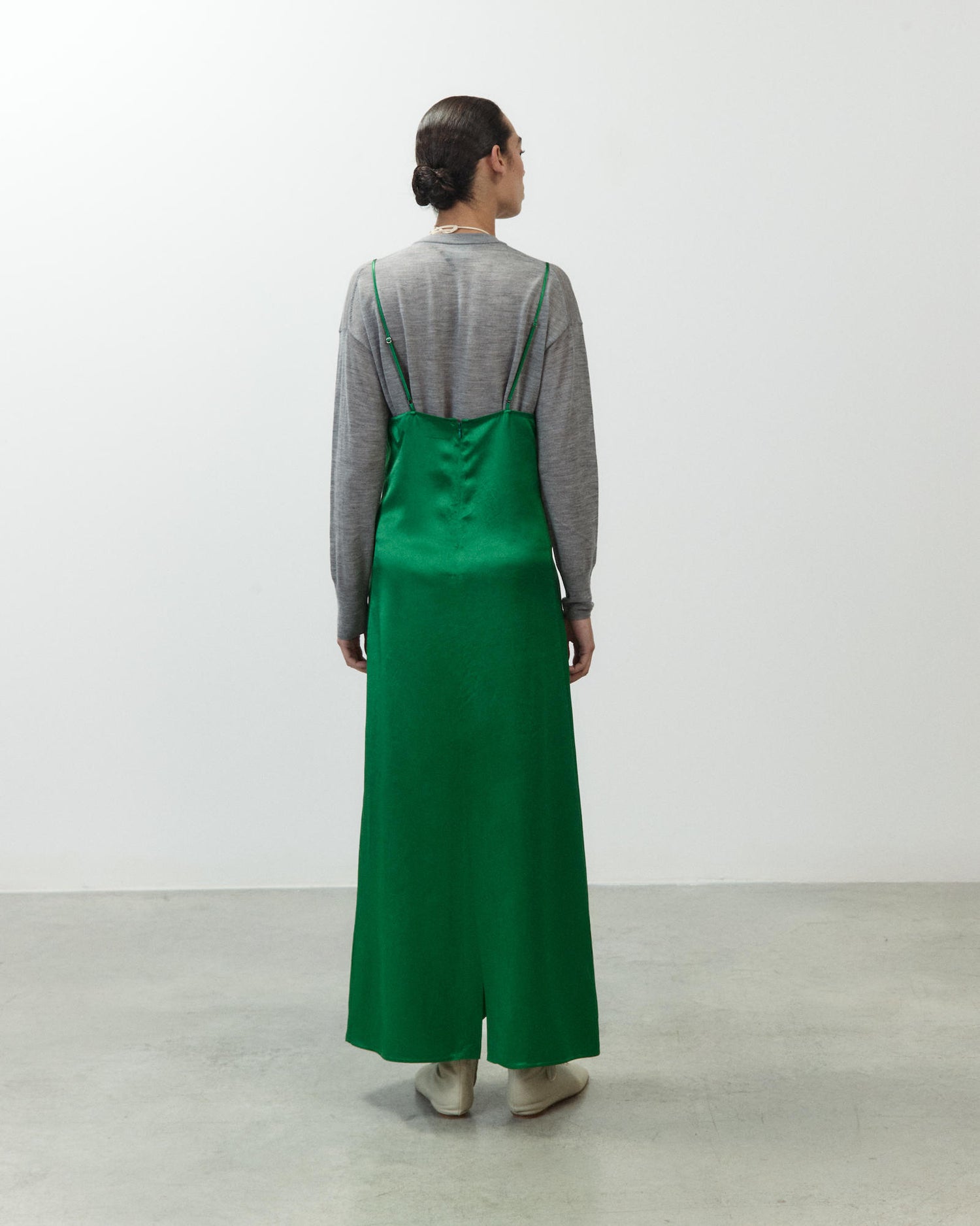 SLIP DRESS IN SATIN E PIZZO