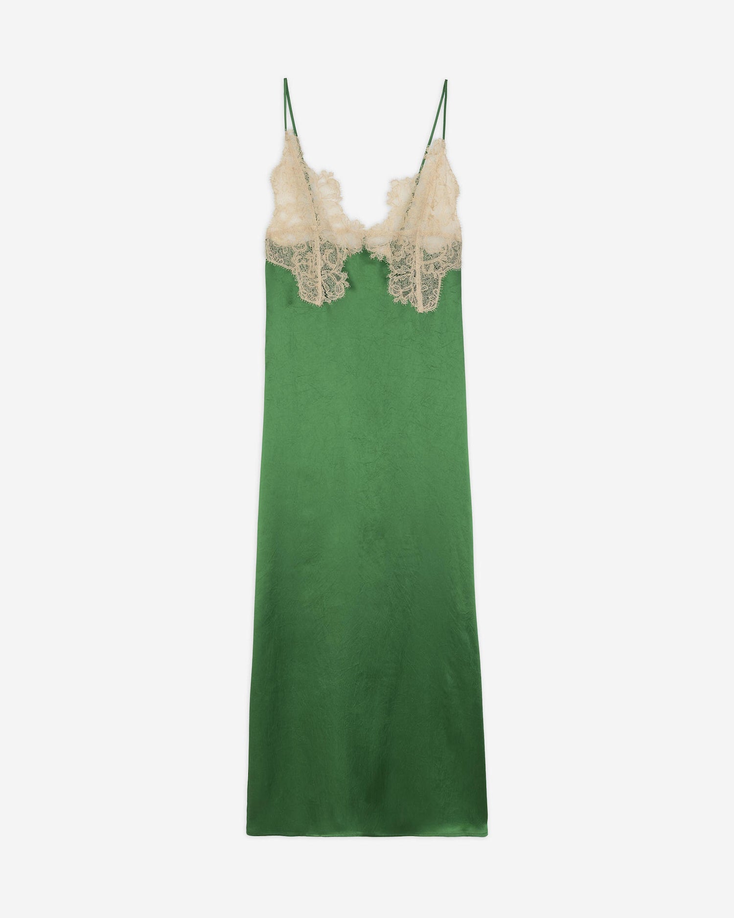 SLIP DRESS IN SATIN E PIZZO