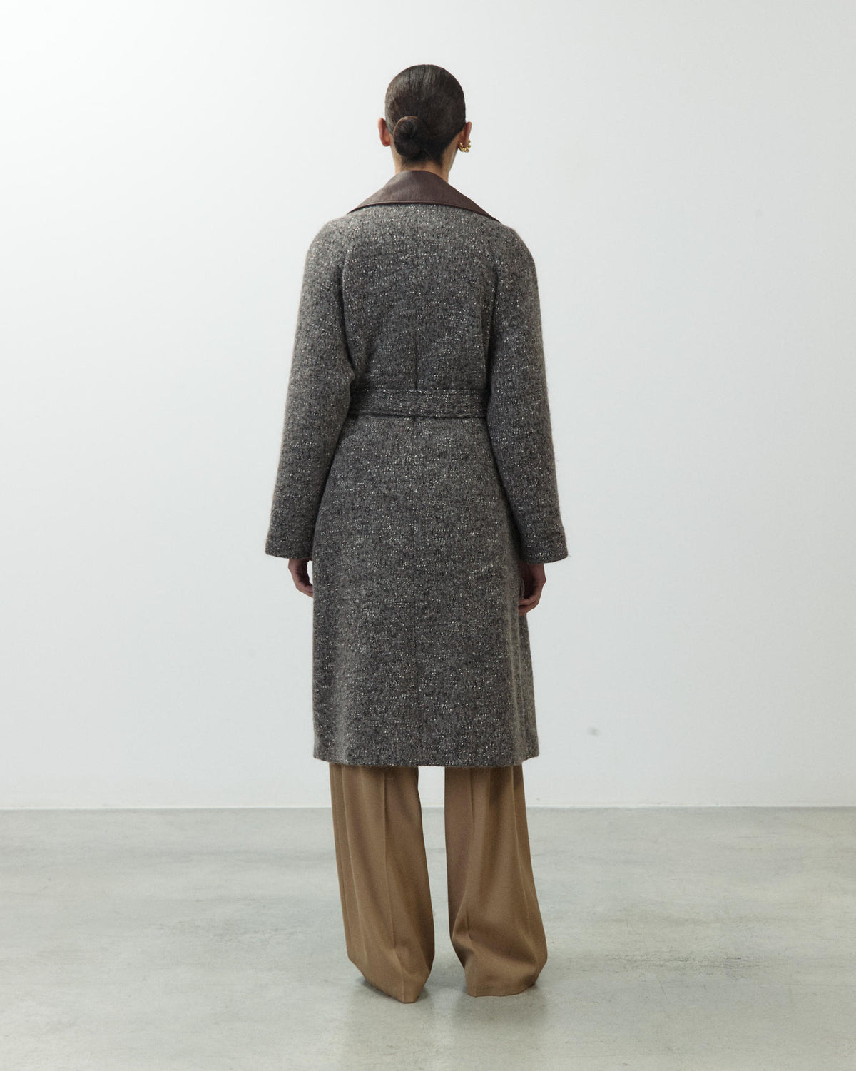 CAPPOTTO CON COLLO IN PELLE