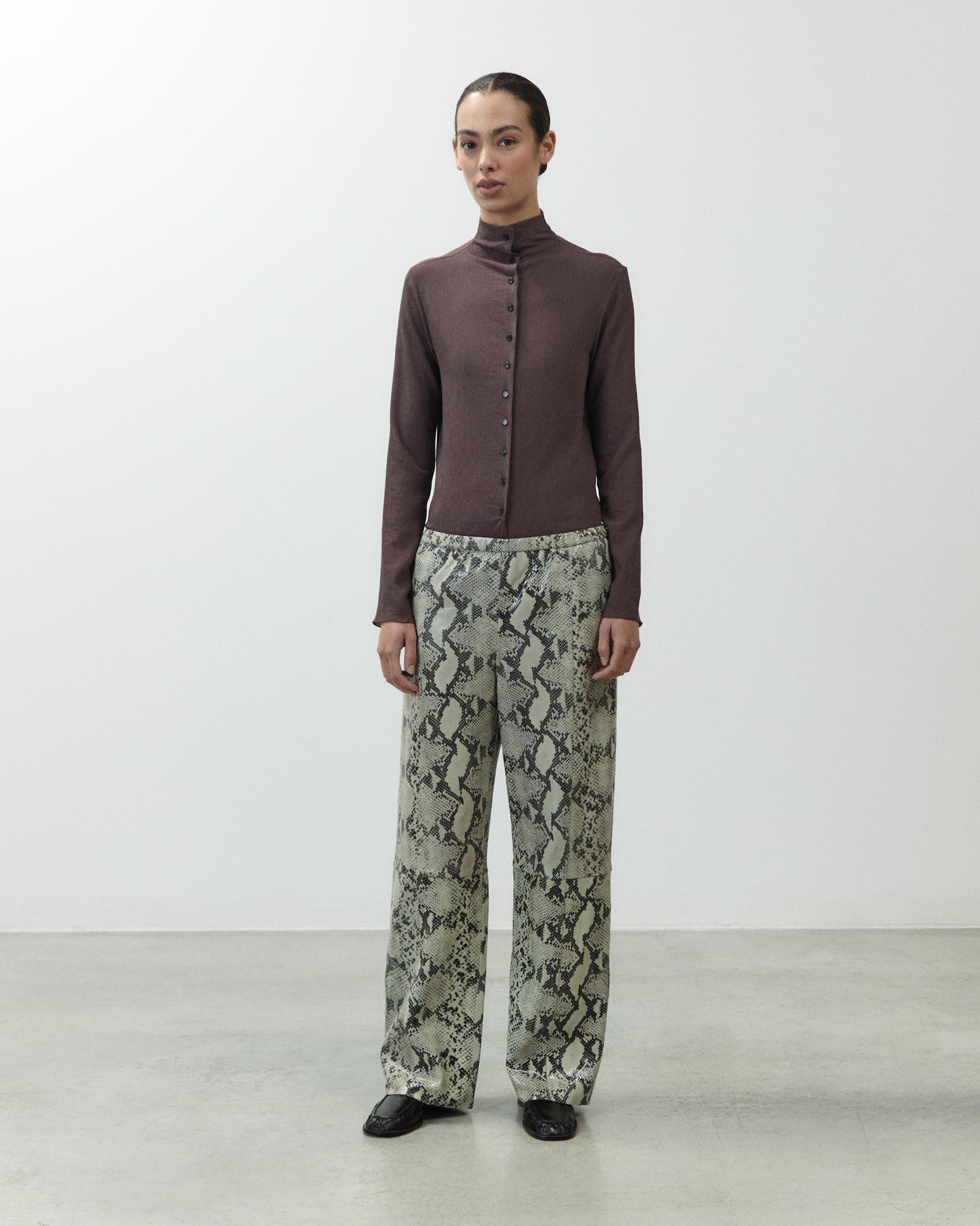 PANTALONE IN PELLE STAMPA PITONE