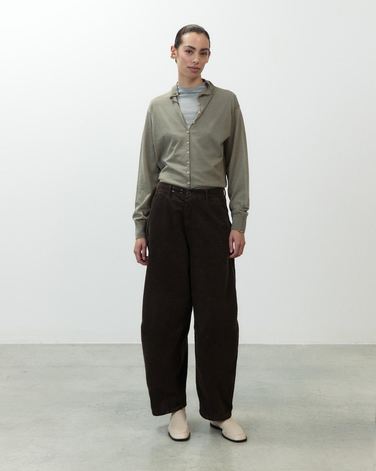 PANTALONE BARREL IN VELLUTO A COSTE