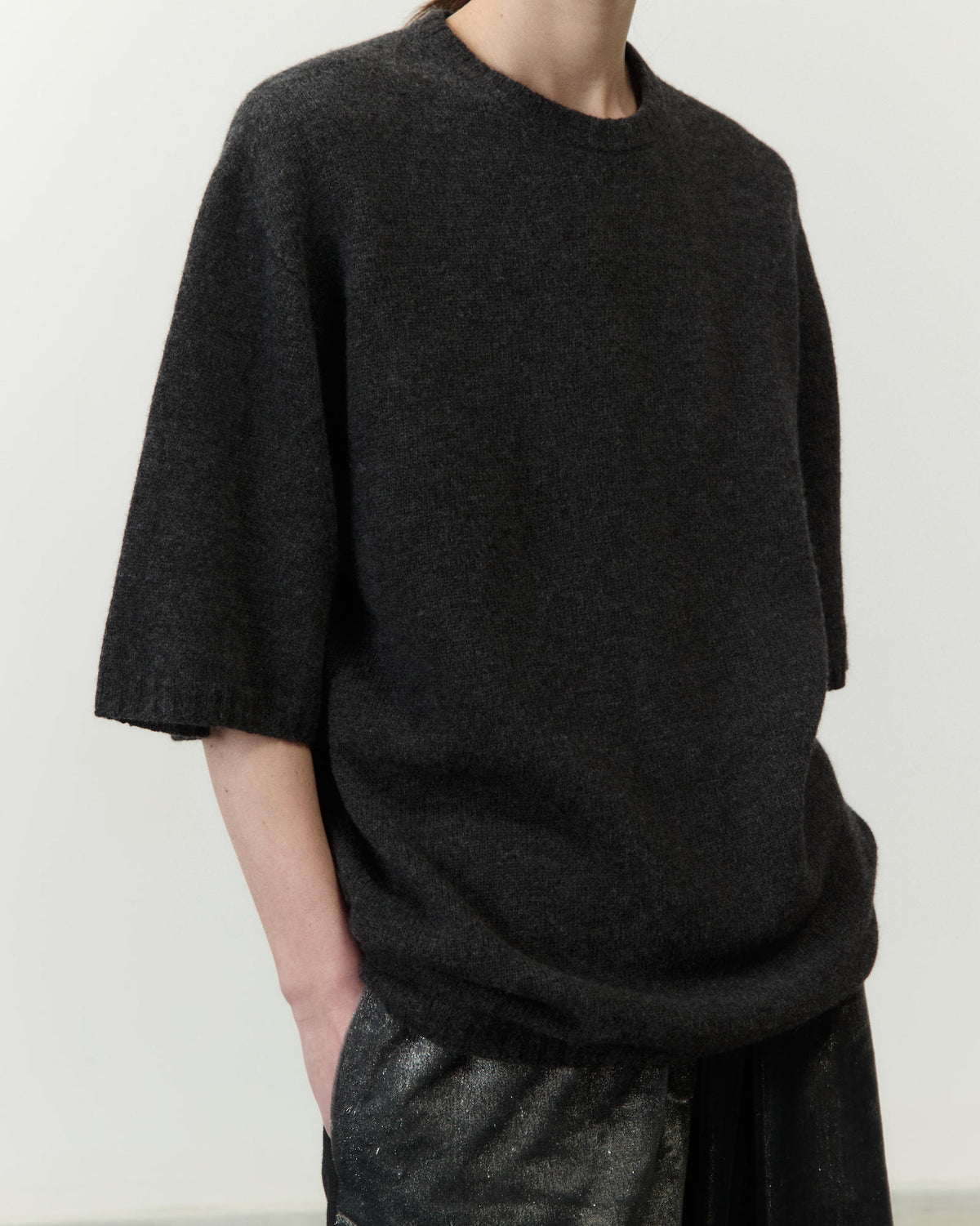 T-SHIRT IN MAGLIA MISTO CACHEMIRE