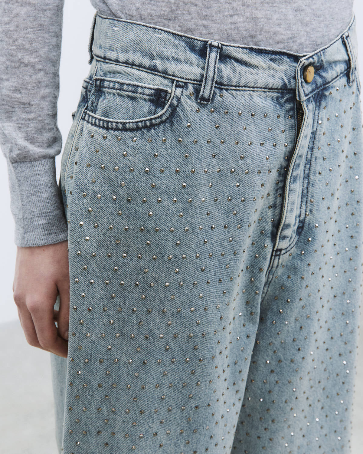CINQUE TASCHE DENIM CON APPLICAZIONI STRASS