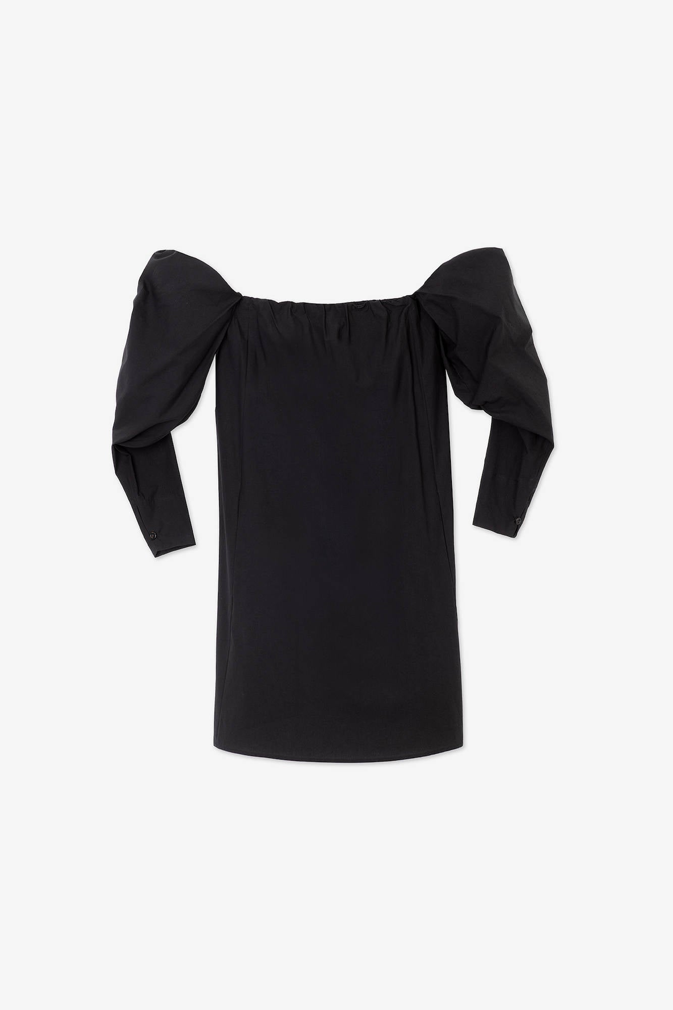 POPLIN MINI DRESS OFF THE SHOULDER Black