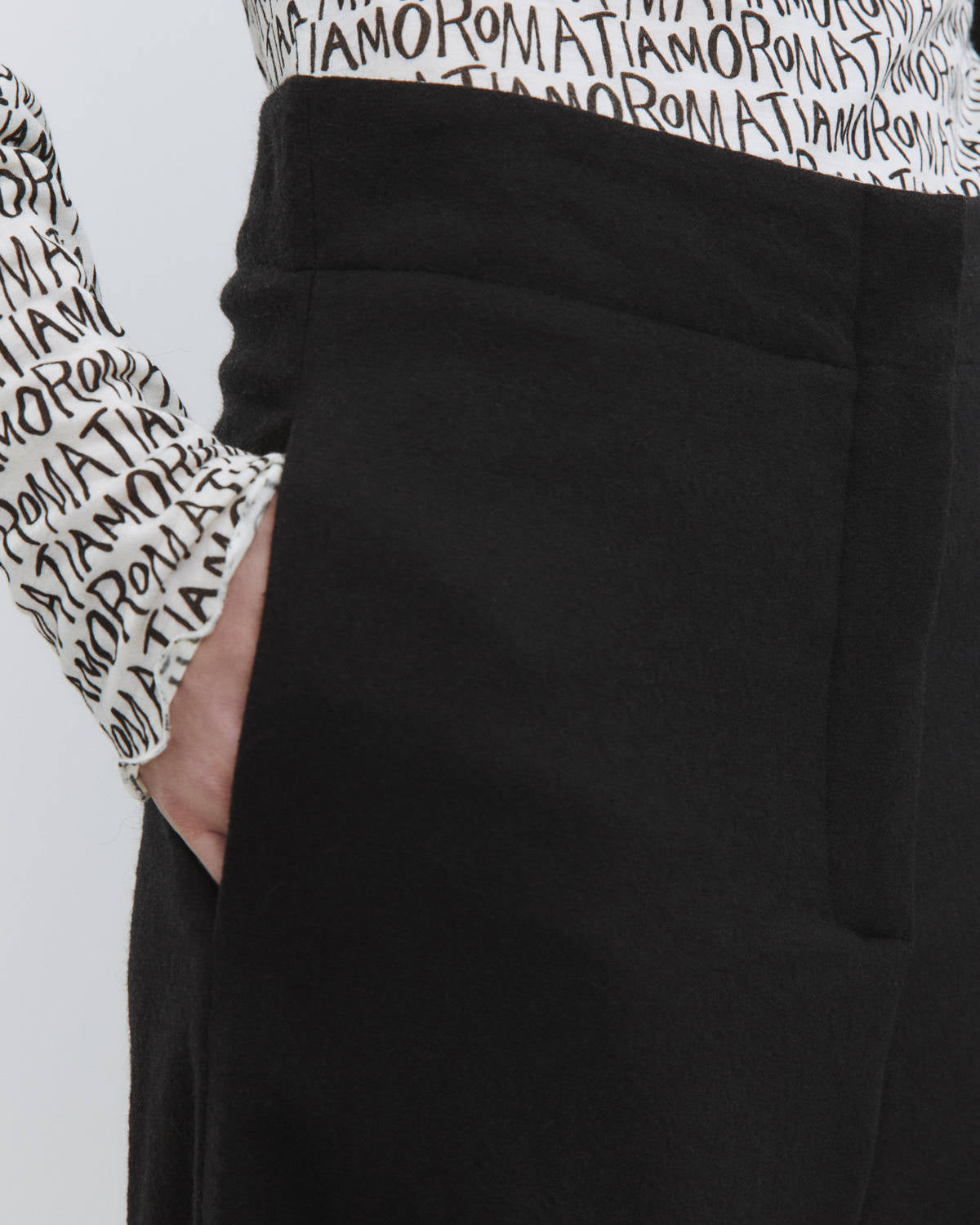 PANTALONE WIDE LEG IN LANA