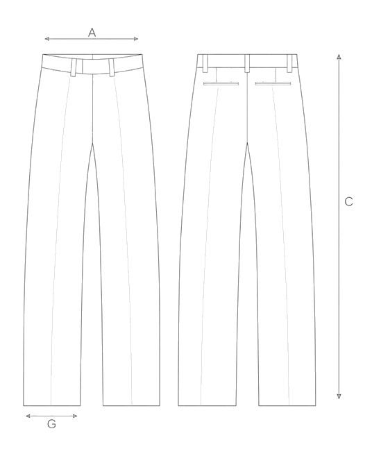 Guida misure PANTALONE BARREL IN LINO