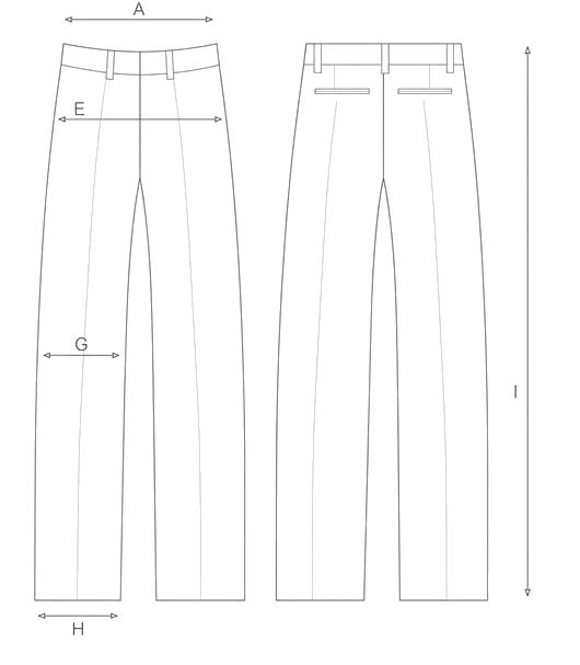 Guida misure PANTALONE AMPIO IN VELLUTO