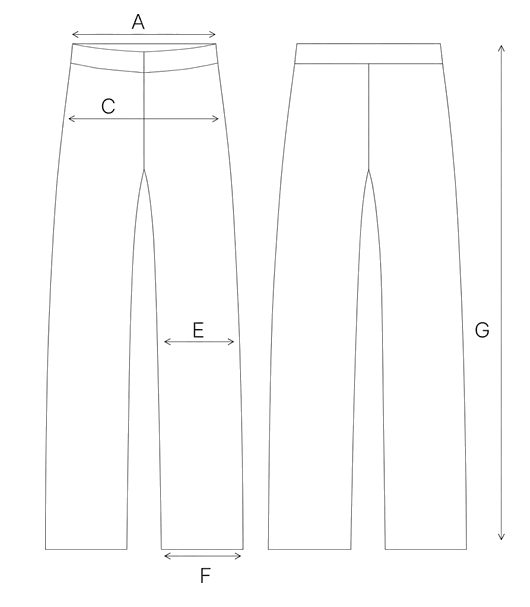 Guida misure PANTALONE GESSATO IN LANA