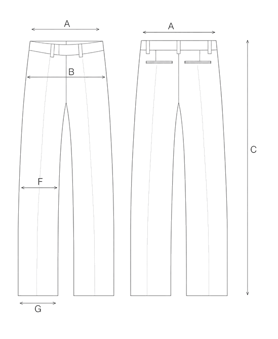Guida misure PANTALONE DRITTO IN LANA